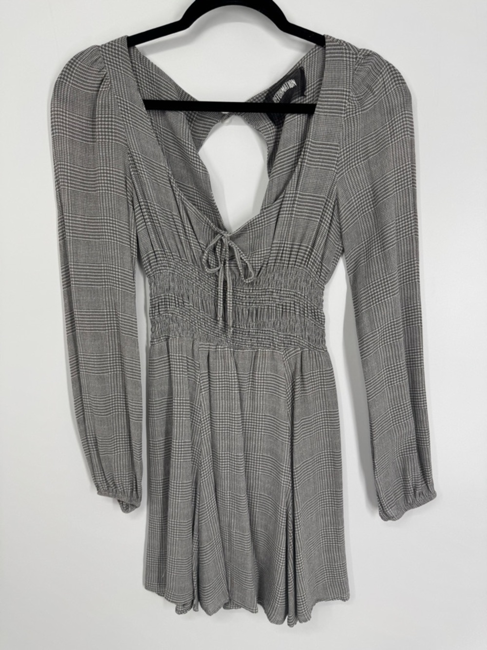 Reformation Mini Dress (Aberdeen Wilder) in gray plaid size 4 - Picture 2 of 11